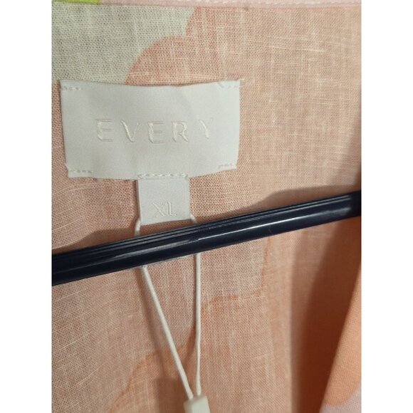 Womens Macys Every Floral Button Down Linen Top Size XL Short Sleeve Cropped - Picture 2 of 5